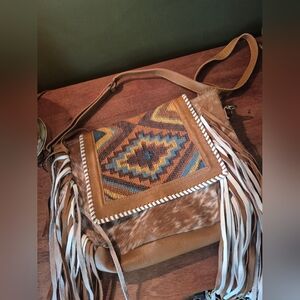 Myra Bohemian Fringe Leathet & Hairon Shoulder Bag